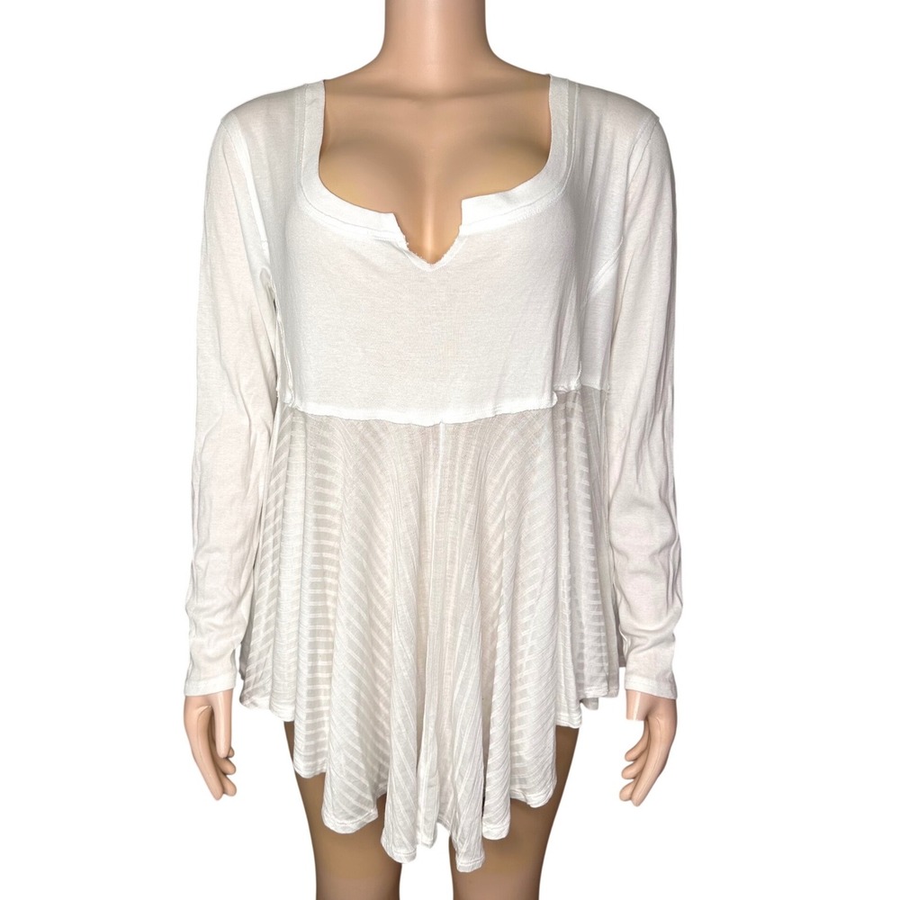 Free People We The Free Women's Clover Split-Neck Babydoll Top Size Large NWT‎